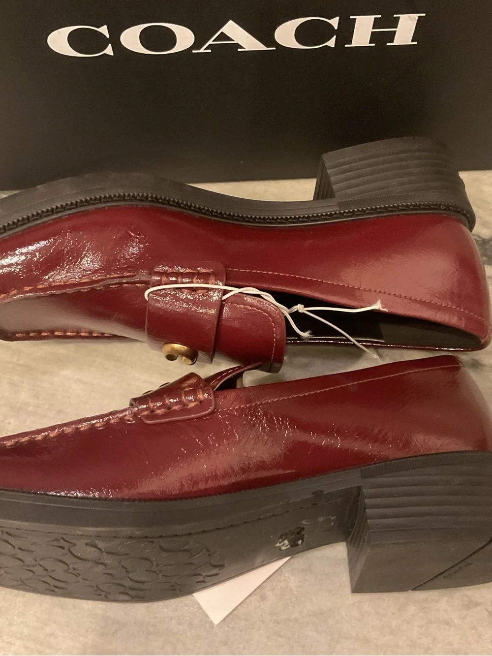 Coach Burgundy Patent Leather Loafers - Picture 5 of 10